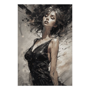 KI-Generated Little Black Dress Fantasy LBD Poster