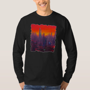 KI-generierte Designs Utopie Cyberpunk-Stadt Skyl T-Shirt