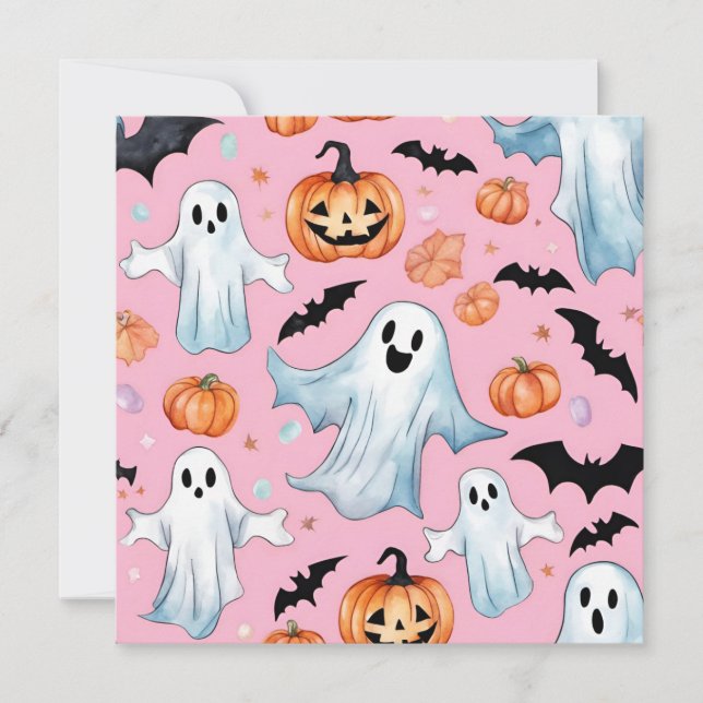 KI generierte Ghost und KürbisHalloween Einladung (Vorderseite)