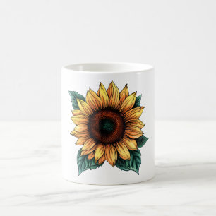 KI-generierte Sonnenblumenblume Kaffeetasse