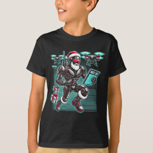 KI-gesteuerter Weihnachtsmann-Roboter mit Drohnen T-Shirt