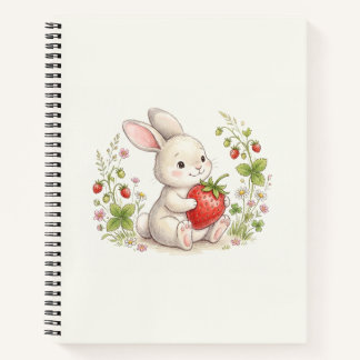 KI-Hase & Erdbeer-Blumen-Notizbuch Notizbuch
