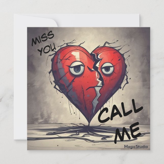 KI herunterladbare gebrochene Herzkarten Einladung (Vorderseite)