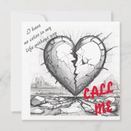 KI - herunterladbare Schwarz-Weiß-gebrochene Herzk Einladung