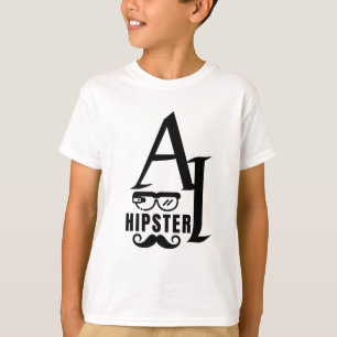 KI-Hipster mit Wearable Glasses und Mustache T-Shirt