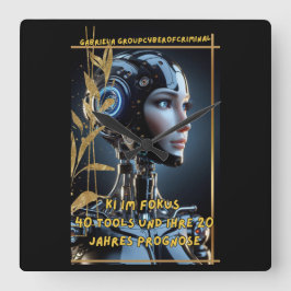 KI im Fokus Quadratische Wanduhr