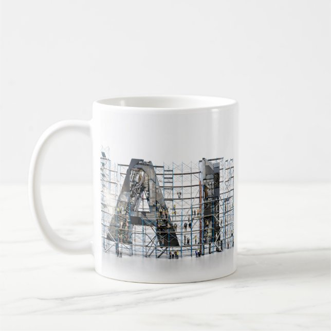 KI Industrielle Buchstabenform-Architektur-Kunst  Kaffeetasse (Links)