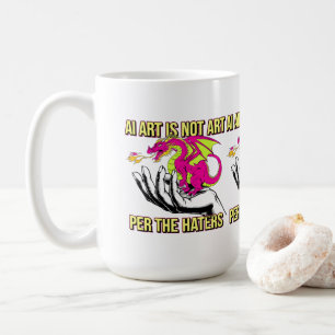 KI-Kunst ist keine Kunst laut den Hassern Drachen Kaffeetasse