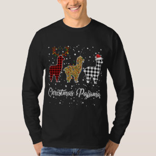 Ki Niedlich Llama Christmas Pajama Leopard Kariert T-Shirt