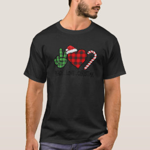 Ki Peace Liebe Christmas Candy Cane Red Green Kari T-Shirt