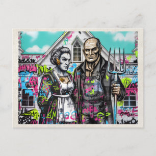 KI Remix Fine Art Paar Graffiti Urbane Straßenkuns Postkarte