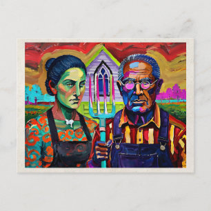 KI-Remix-Kunstwerk Fauvismus Paar Postkarte