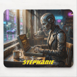 KI-Roboter Cyborg Androidin Frau Laptop Computer Mousepad