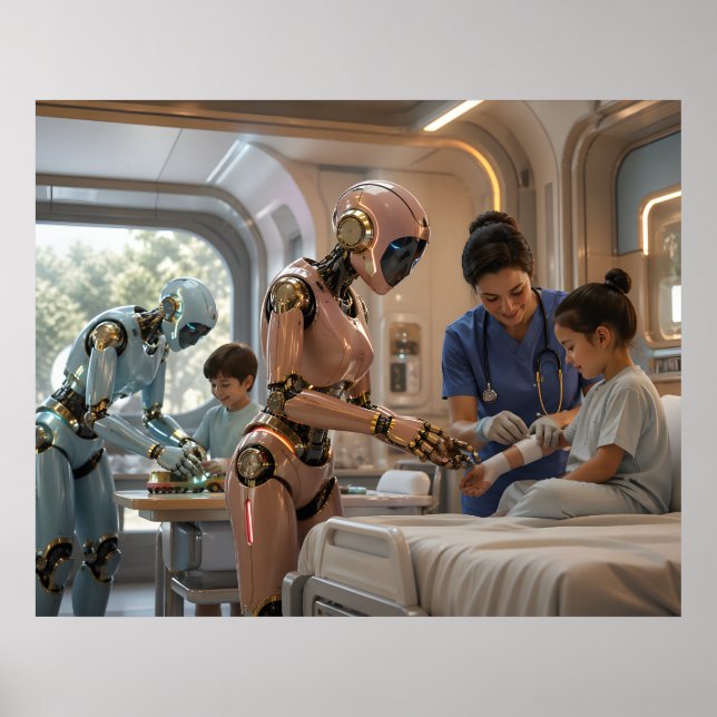 KI-Roboter-Pflege Pädiatrische Rehabilitation Poster (Vorne)