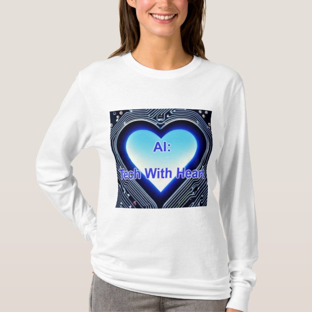 KI: Tech mit Herz Damen Langarm Weiß T-Shirt (Vorderseite)