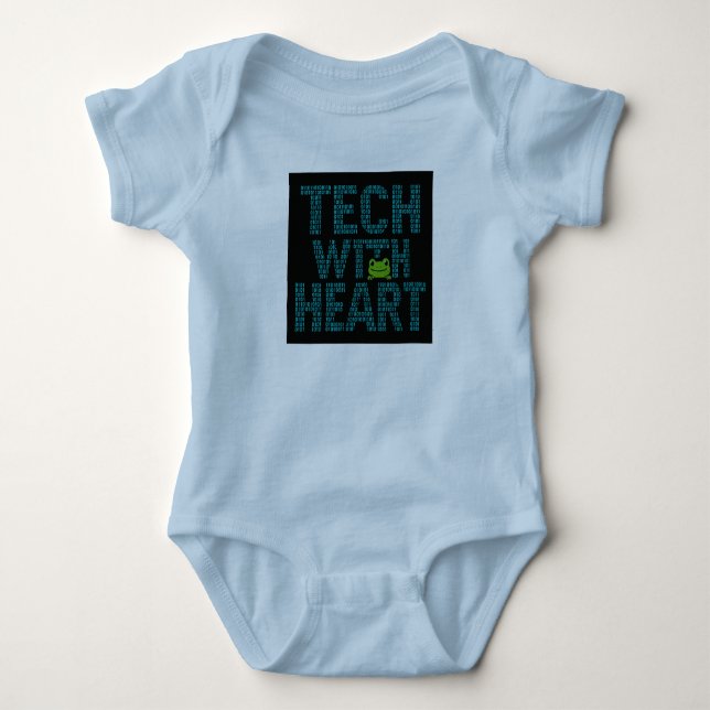 KI: Tech mit Herz Frosch  Baby Strampler (Vorderseite)