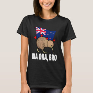 Kia Ora Bruder Neuseeland Kiwi-Flagge Kiwi-Vogel T-Shirt
