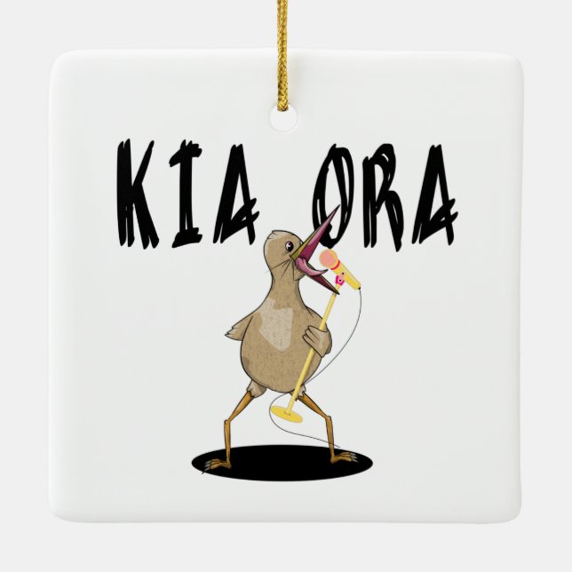 Kia Ora Kiwi Keramikornament (Rückseite)