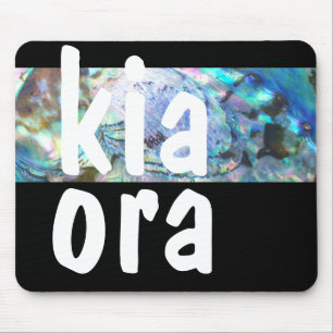 KIA ORA MAORI AOTEAROA NEW ZEALAND KIWI PAUA BLACK MOUSEPAD