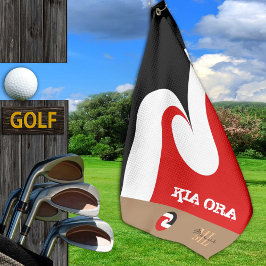 Kia Ora & Maori Flag Neuseeland mit Monogramm /Nam Golfhandtuch