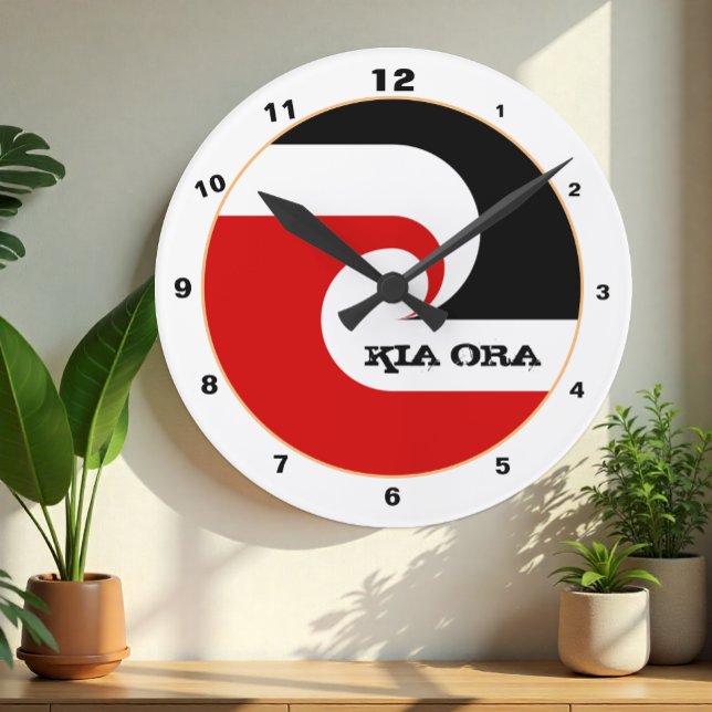 Kia Ora & Maori Flag Neuseeland Mode /Design Runde Wanduhr (Von Creator hochgeladen)