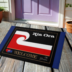 Kia Ora & Maori Wave Flag House matt, rugby NZ /bl Fußmatte