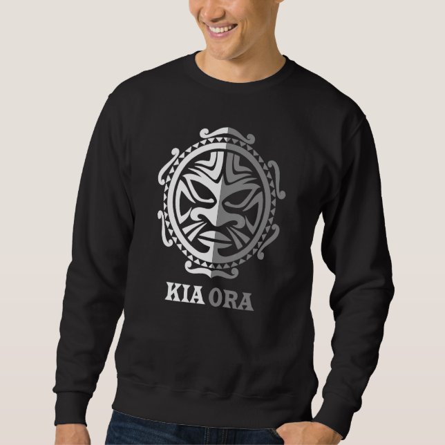 Kia Ora New Zealand Culture Symbol Haka Maori Danc Sweatshirt (Vorderseite)
