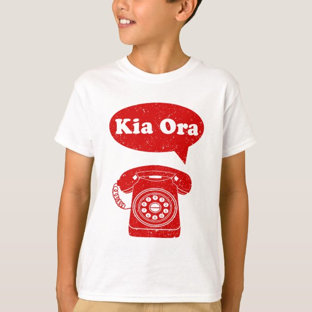 Kia Ora Te Reo Maori Language Retro Telefon T-Shirt (Vorderseite)