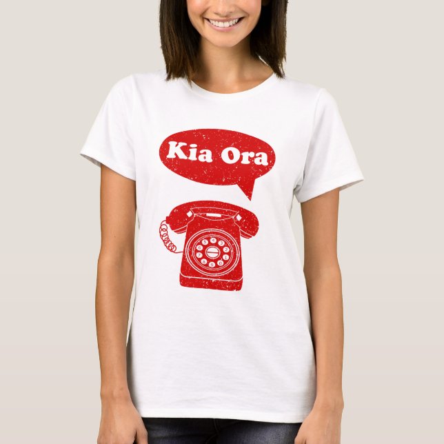 Kia Ora Te Reo Maori Language Retro Telefon T-Shirt (Vorderseite)
