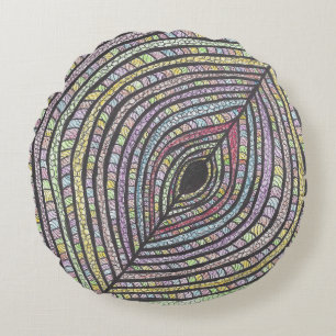 Kian Farbige geometrische handgezeichnete Kunst Rundes Kissen