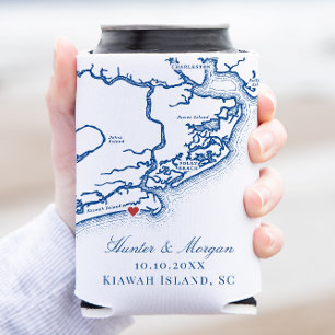 Kiawah Island Karte Elegante Navy Blau Hochzeitsgu Dosenkühler