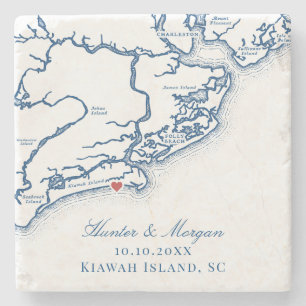 Kiawah Island Map Elegant Navy Blue Gastgeschenk H Steinuntersetzer