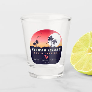 Kiawah Island Pier SC Retro Sunset Souvenirs 60er Schnapsglas