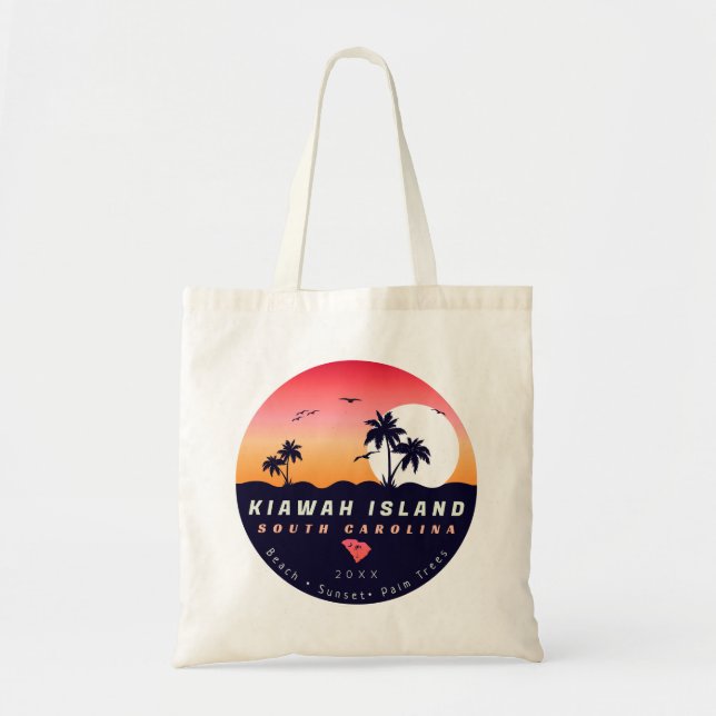 Kiawah Island Pier SC Retro Sunset Souvenirs 60er Tragetasche (Vorne)