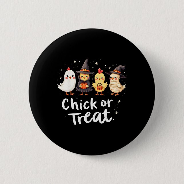 Kiche oder Leckerei Niedliches Halloween-Hühnerkos Button (Vorderseite)