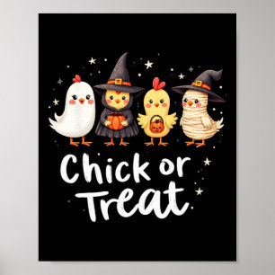 Kiche oder Leckerei Niedliches Halloween-Hühnerkos Poster