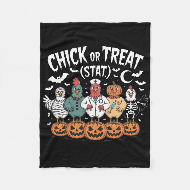 Kiche oder Leckerei Nurve Funny Halloween für Hühn Fleecedecke (Vorderseite)
