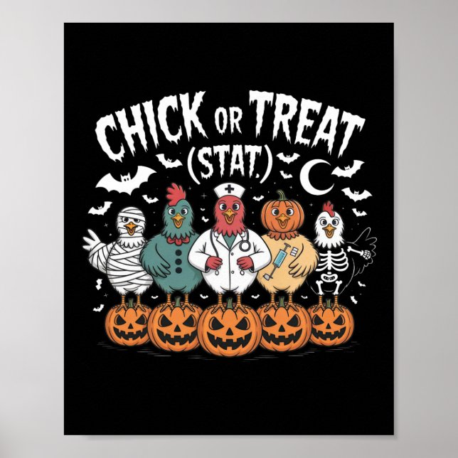 Kiche oder Leckerei Nurve Funny Halloween für Hühn Poster (Vorne)
