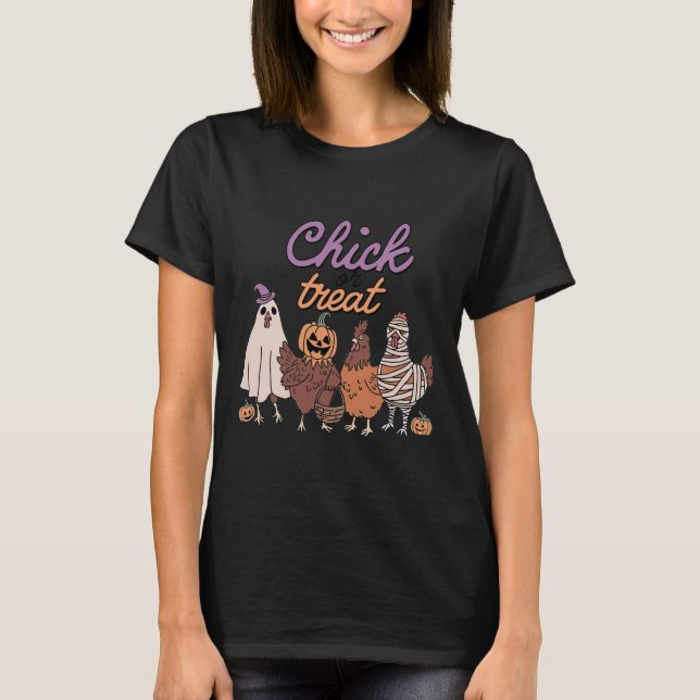 Kiche oder Leckerei Witziges Halloween für Hühner T-Shirt (Vorderseite)