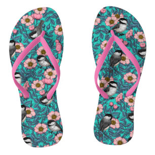 Kichererbsen in freier Rose, rosa und blau Flip Flops