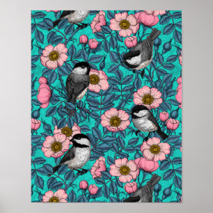 Kichererbsen in freier Rose, rosa und blau Poster