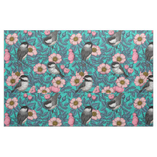 Kichererbsen in freier Rose, rosa und blau Stoff