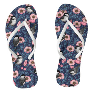 Kichererbsen in wilder Rose in Rosa und Blau Flip Flops