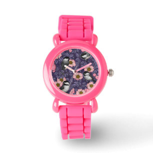 Kichererbsen in wilder Rose in Rosa und Violett Armbanduhr