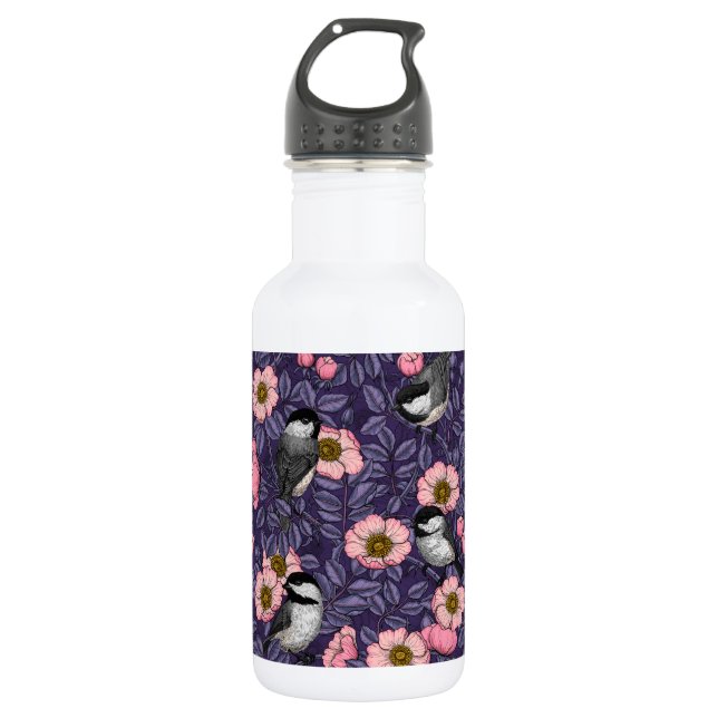 Kichererbsen in wilder Rose in Rosa und Violett Edelstahlflasche (Vorderseite)