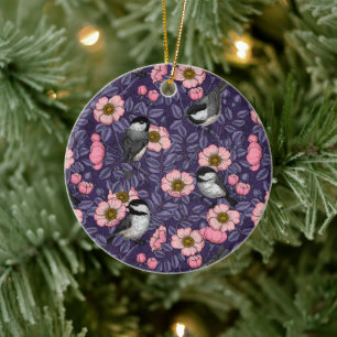 Kichererbsen in wilder Rose in Rosa und Violett Keramik Ornament