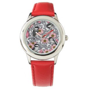 Kichererbsen in wilder Rose, rosa und grau Armbanduhr
