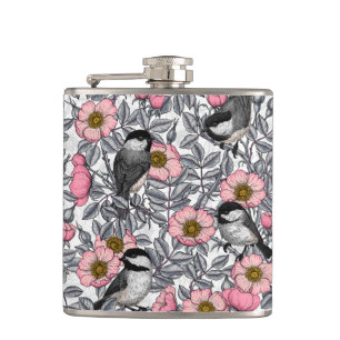 Kichererbsen in wilder Rose, rosa und grau Flachmann