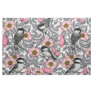 Kichererbsen in wilder Rose, rosa und grau Stoff