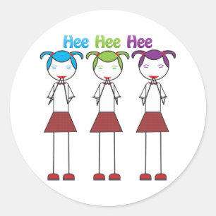 Kichernde Anime-japanische Mädchen Runder Aufkleber